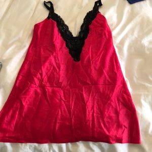 Hot Pink Silk Nightgown with Lace Detail